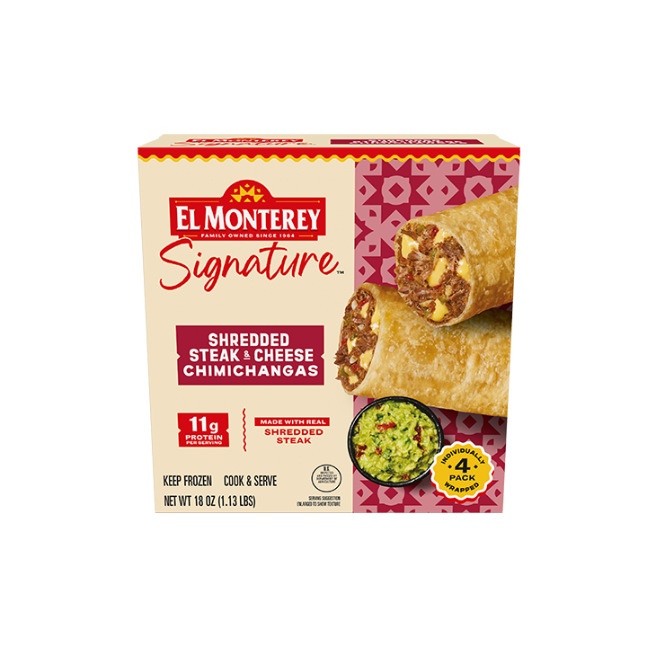 El Monterey Signature Shredded Steak & Cheese Chimichangas, 4 count