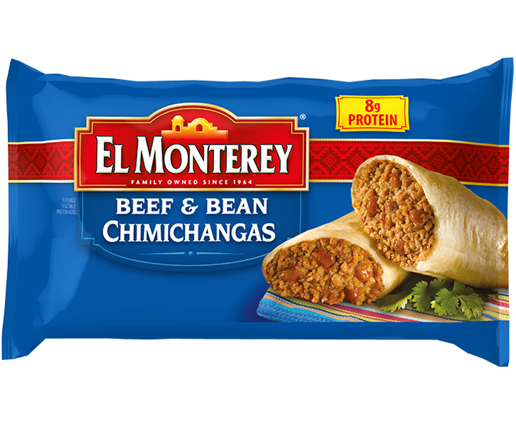 El Monterey Beef & Bean Chimichangas, 32 oz, 8 Count (Frozen)