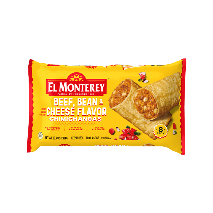 El Monterey Classic Beef, Bean & Cheese Flavor Chimichangas, 8 count