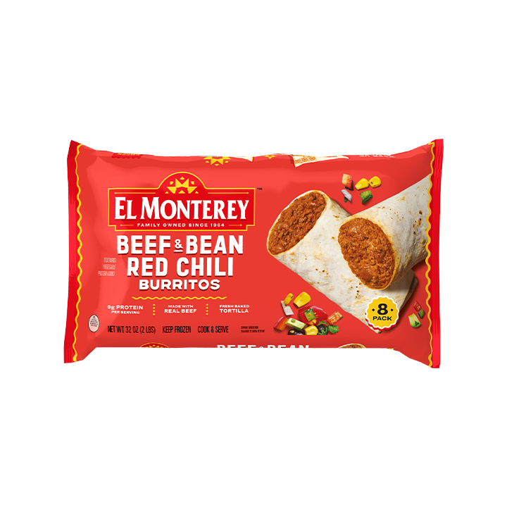 El Monterey Classic Beef & Bean Red Chili Burritos, 8 count