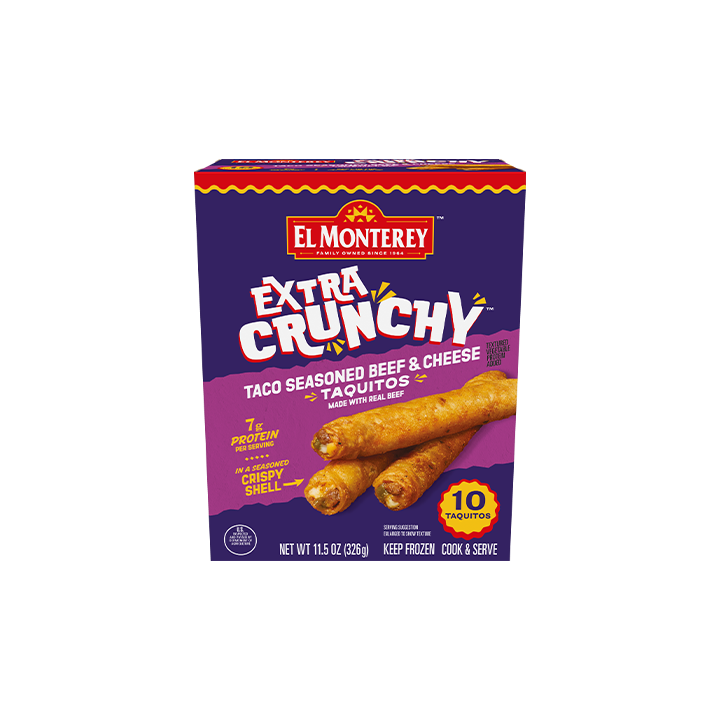 El Monterey Extra Crunchy Taco Seasoned Beef & Cheese Taquitos, 10 count