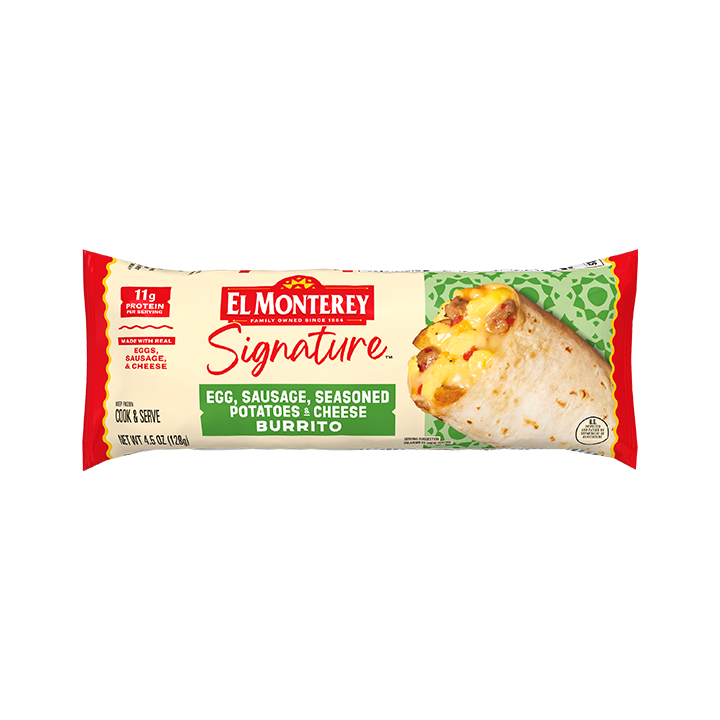 El Monterey Signature Egg, Sausage, Seasoned Potatoes & Cheese Burritos, single
