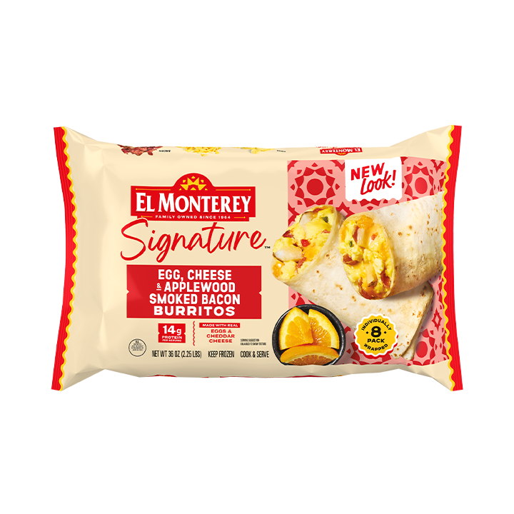 El Monterey Signature Egg, Cheese & Applewood Smoked Bacon Burritos, 8 count