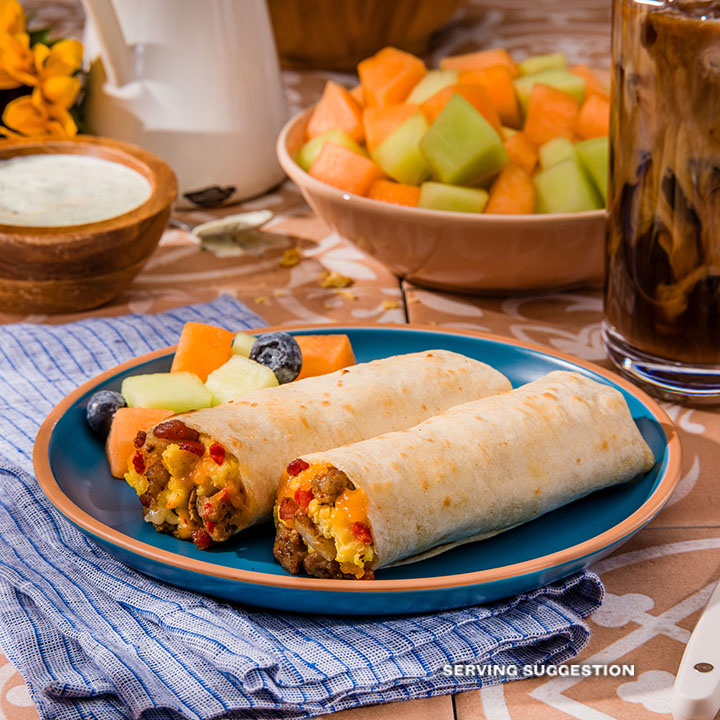 El Monterey Signature Meat Lovers Egg, Sausage, Bacon & Cheese Breakfast Burritos