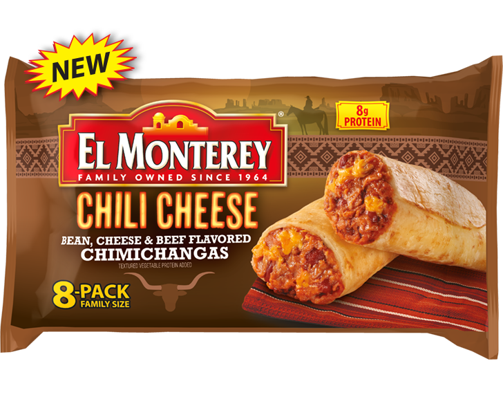 El Monterey Beef, Bean & Cheese Flavor Chimichangas, 30.4 oz, 8 Count  (Frozen) 