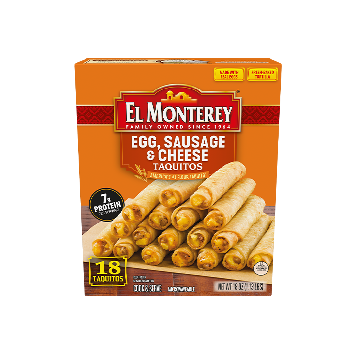 El Monterey Egg, Sausage & Cheese Taquitos, 18 count