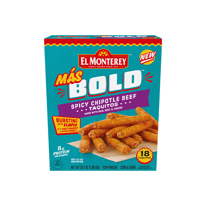 El Monterey Más Bold Spicy Chipotle Beef Taquitos, 18 count