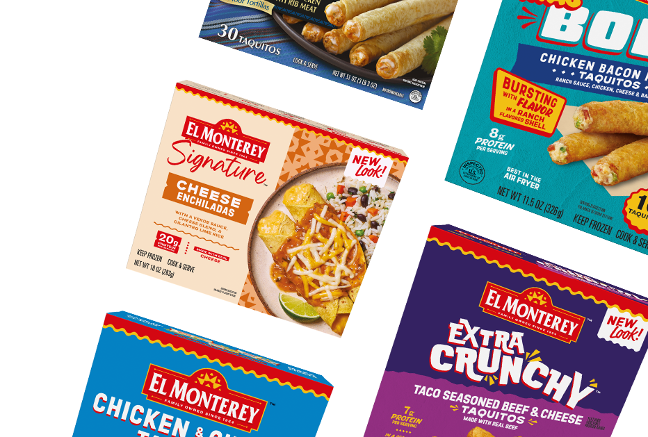 An assortment of El Monterey frozen foods.