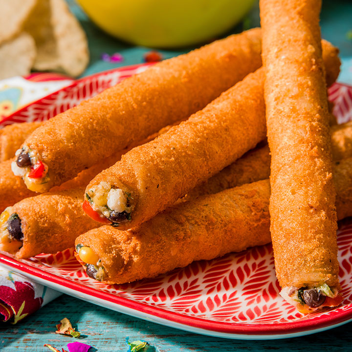 A close-up of El Monterey Extra Crunchy Southwest Chicken Taquitos
